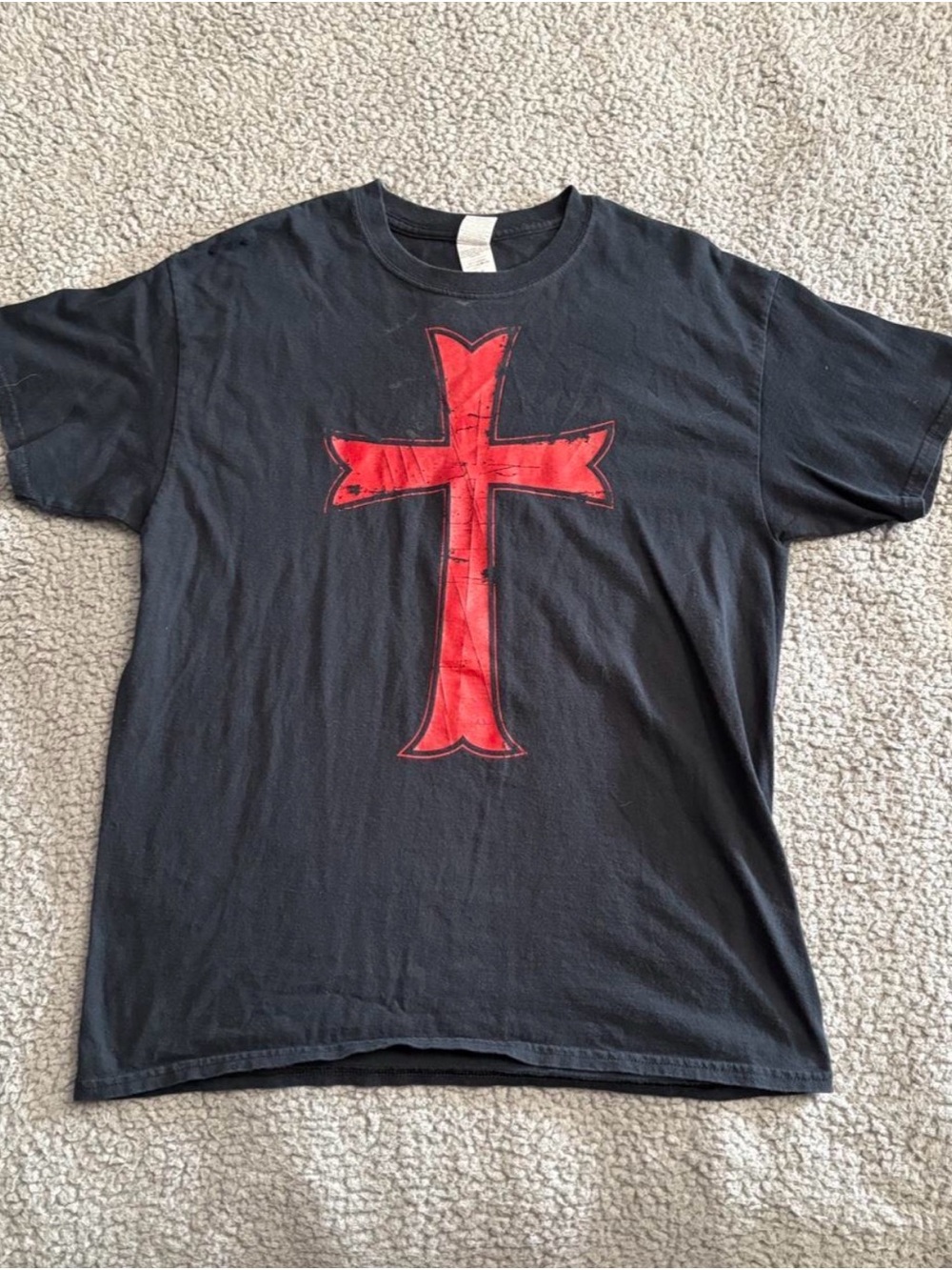 Gildan Black Short-Sleeve Tee with Red Cross Front Graphic